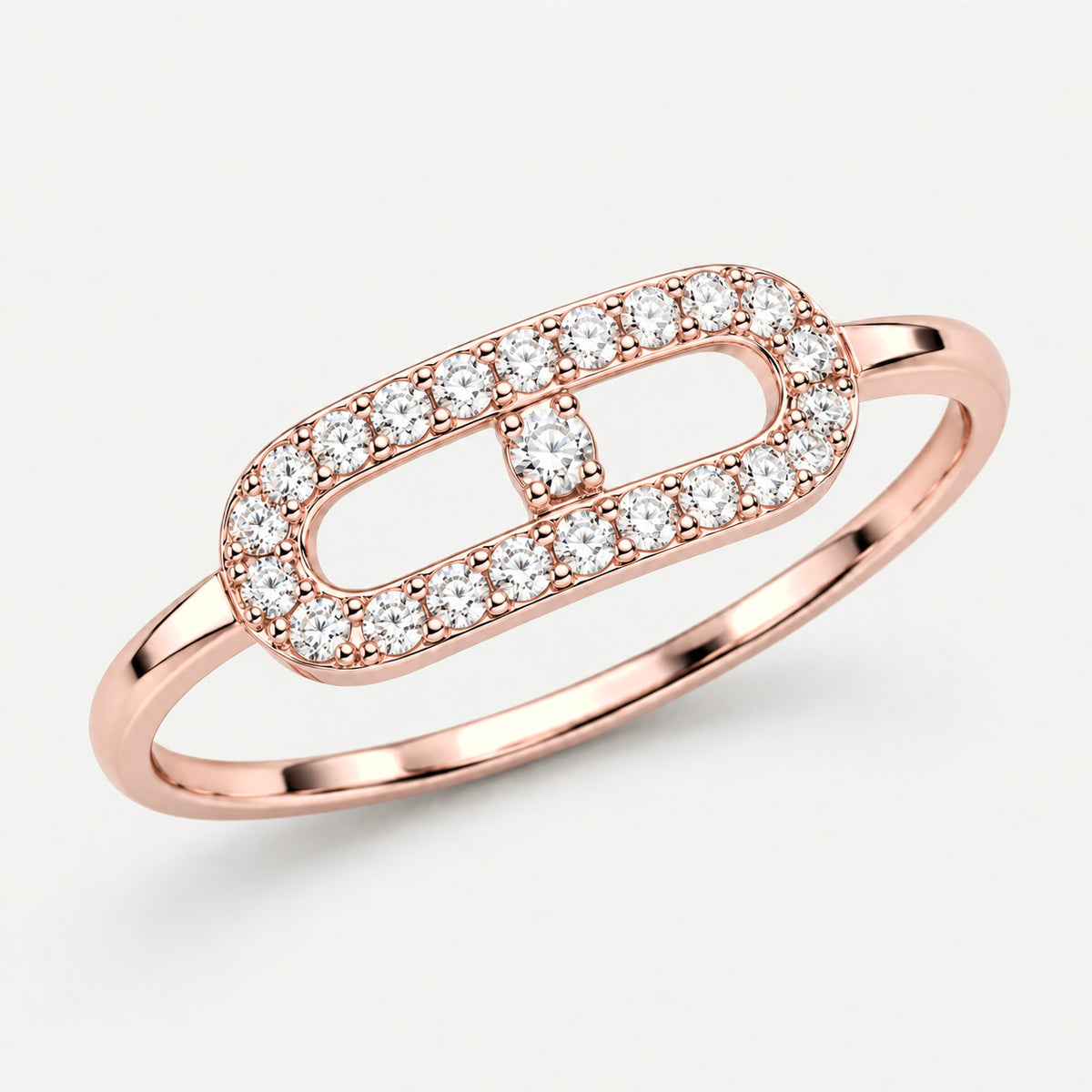 Bague Maille pavée, petit modèle en acier inoxydable, finition dorée rose — vue studio