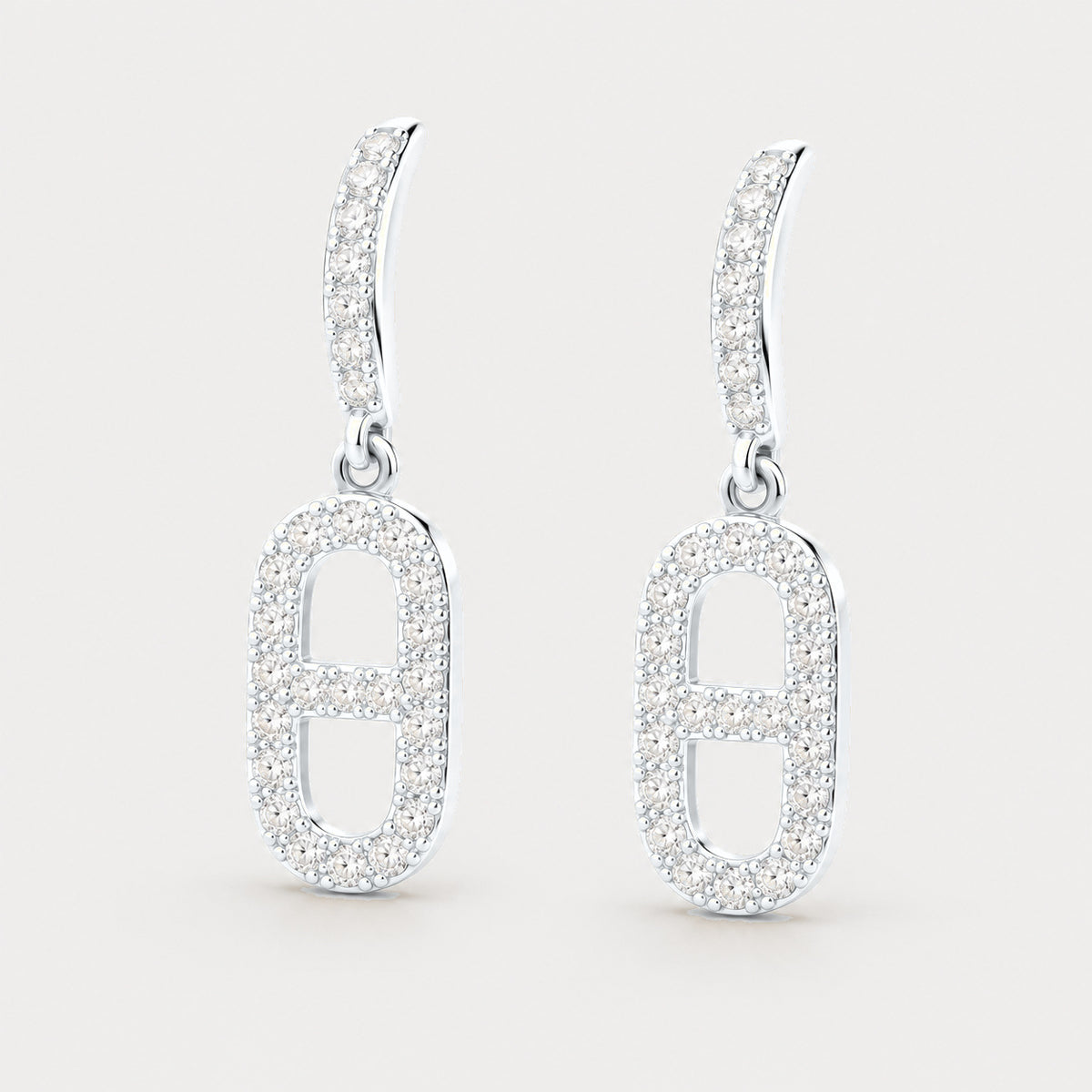 Pendants Maille pavés en acier inoxydable, finition argentée — vue studio