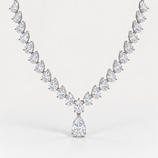 Collier Rivière goutte en acier inoxydable, finition argentée — vue studio