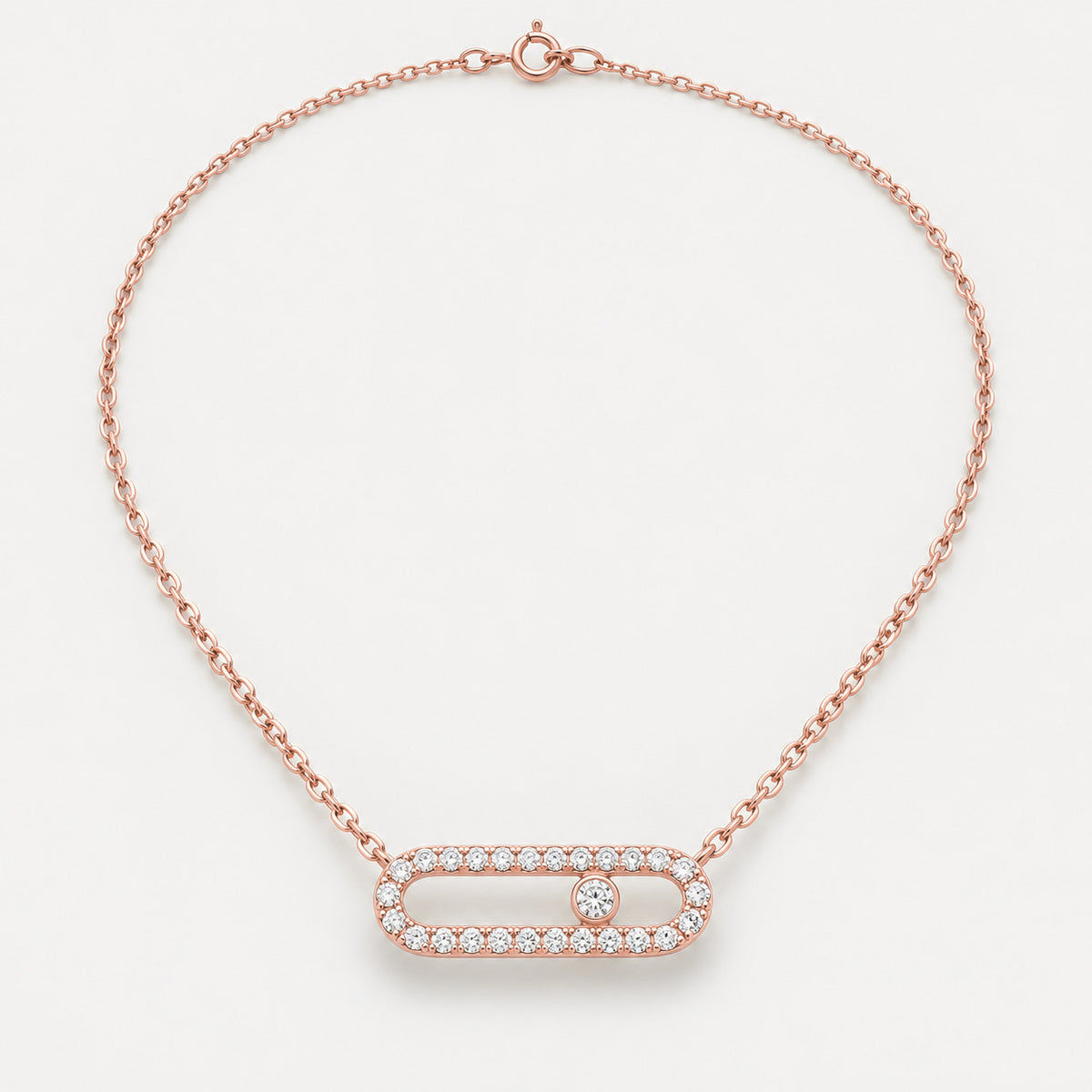 Collier Maille pavée en acier inoxydable, finition dorée rose — vue studio