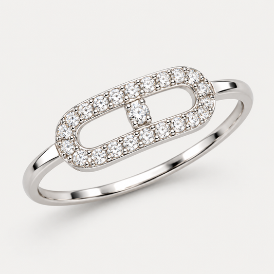 Bague Maille pavée, petit modèle en acier inoxydable, finition argentée — vue studio