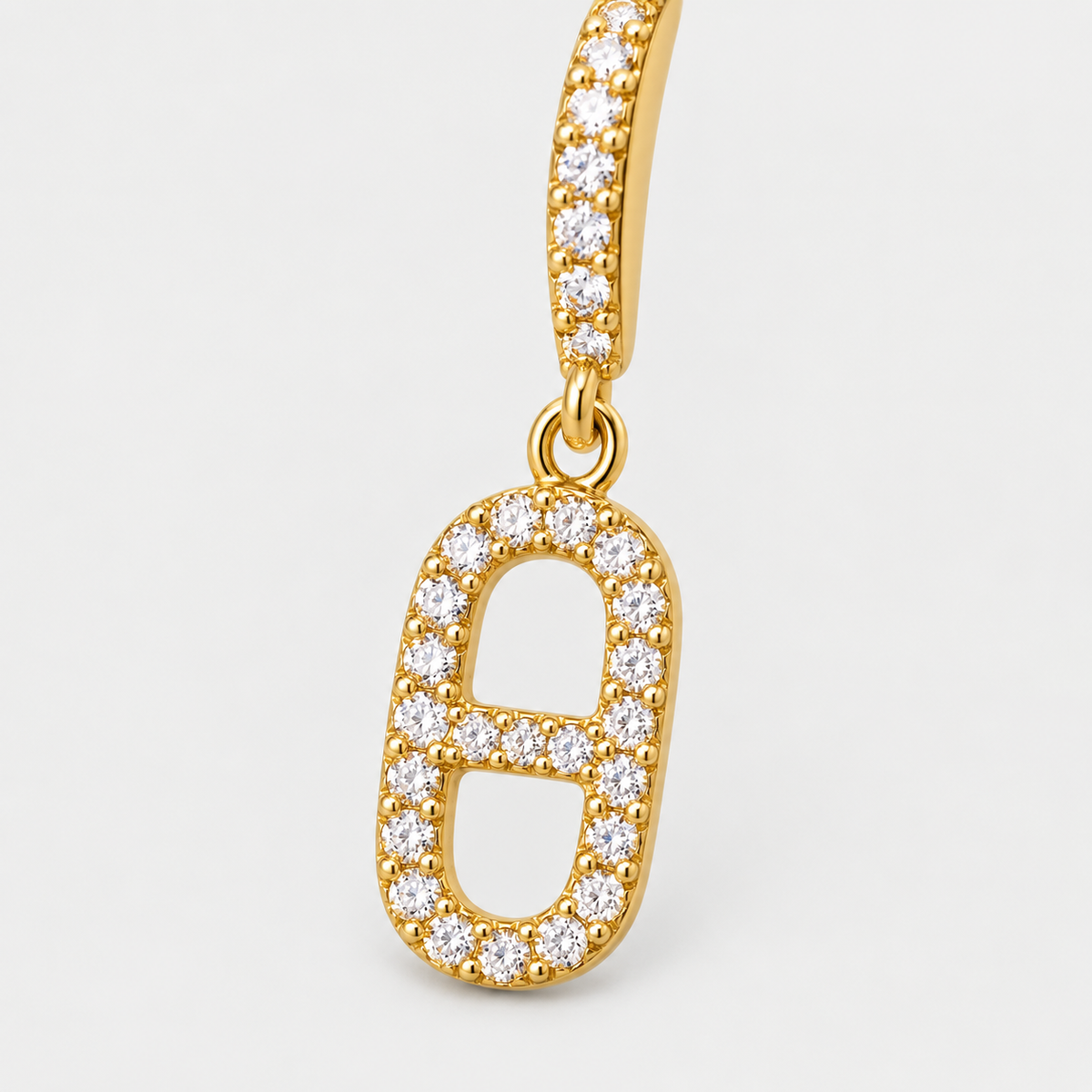 Pendants Maille pavés en acier inoxydable, finition dorée — détail du motif