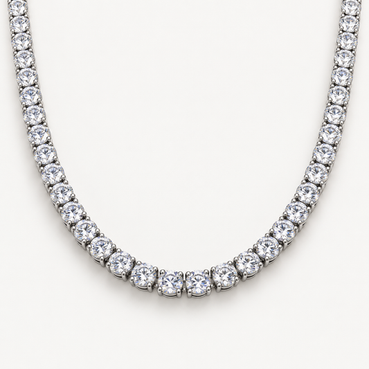 Collier Rivière en acier inoxydable, finition argentée — vue studio