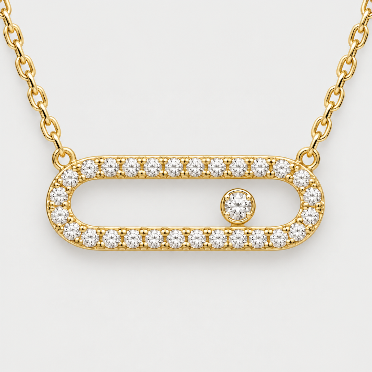 Collier Maille pavée en acier inoxydable, finition dorée — détail du motif