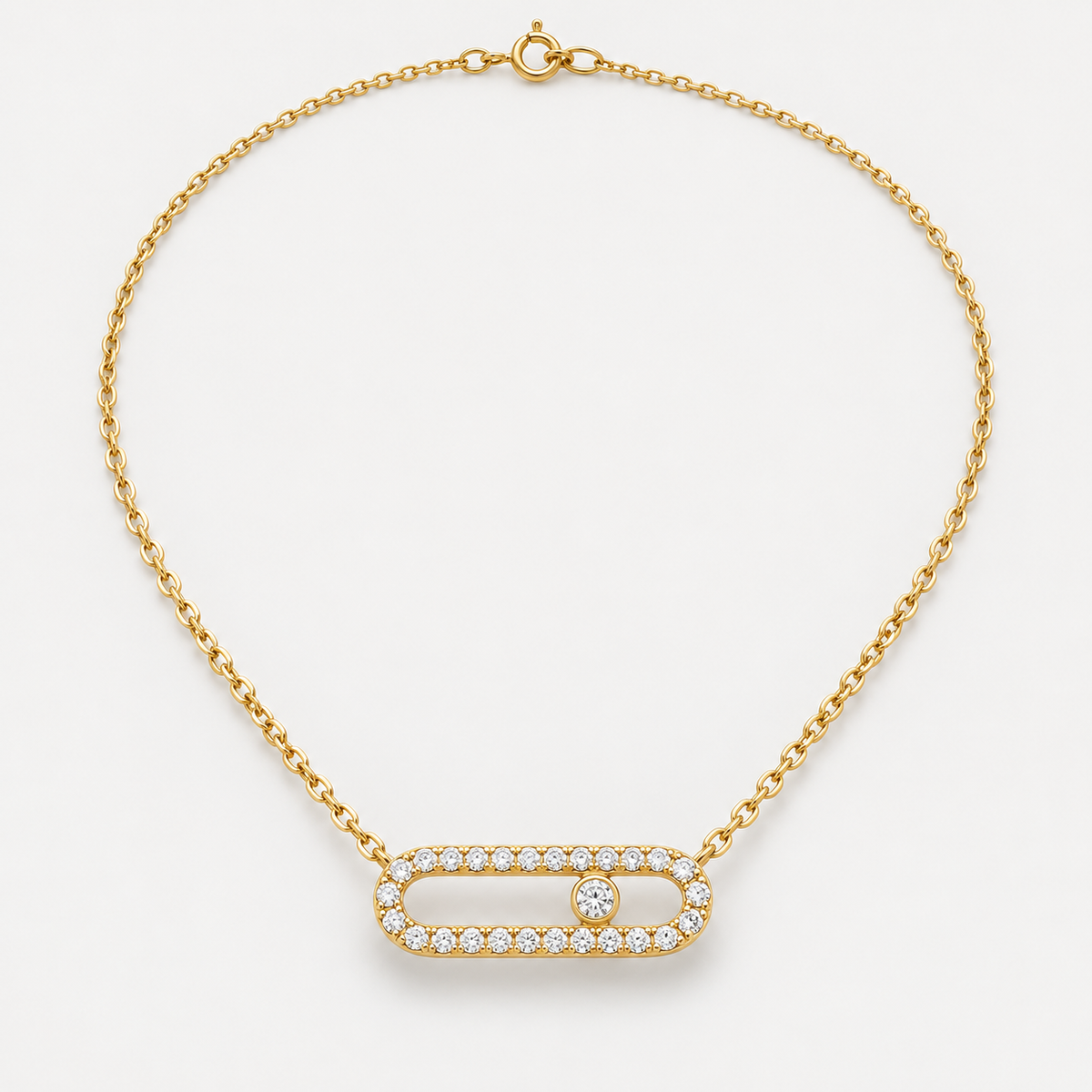 Collier Maille pavée en acier inoxydable, finition dorée — vue studio